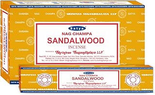Satya Sandalwood Incense Sticks – 12 Box Value Pack – Hand-Rolled in India – Calming & Earthy Aroma