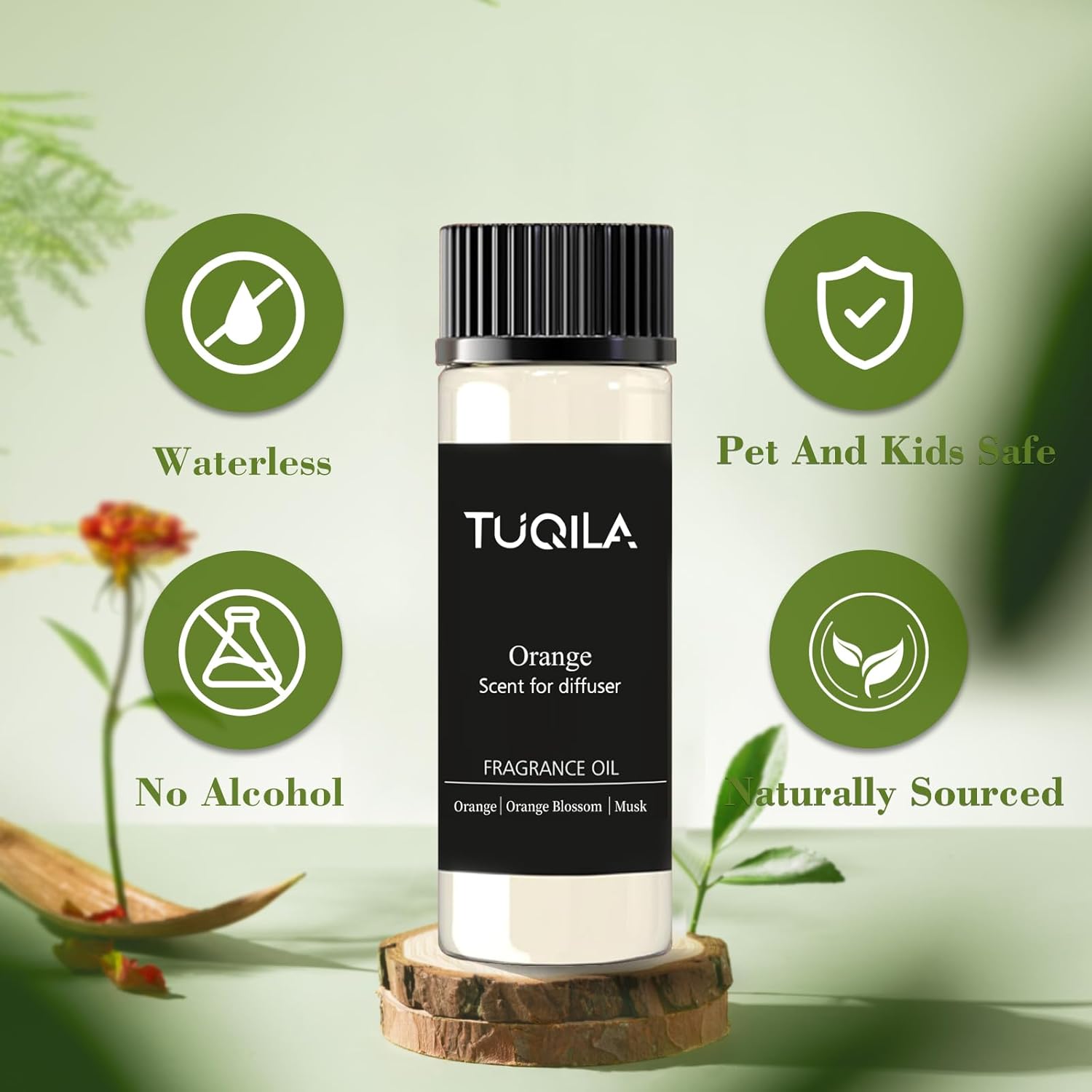 Waterless Essential Oil Orange for Diffuser 20ML Sampler Scented Oils, Aromatherapy Essential Oil Note of Citrus Uplifting Scent for Intstant Mood Boost and Clean Air