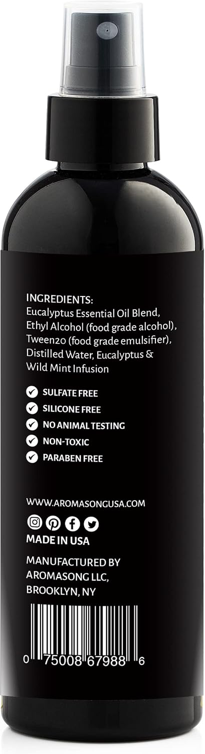 Aromasong Eucalyptus & Wild Mint Pillow Spray - All Natural Calming Linen & Bedtime Mist for Deep Sleep - Aromatherapy Essential Oils for Sleeping