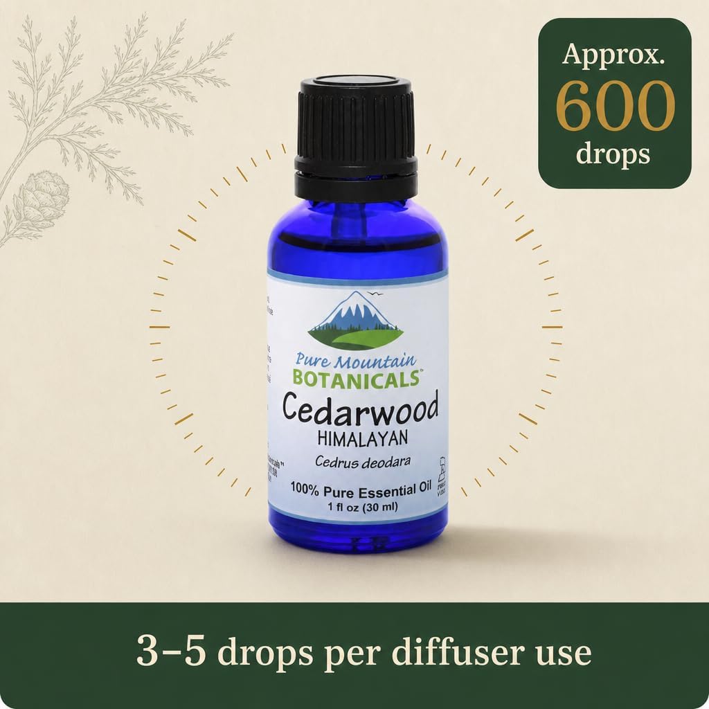 Cedarwood Essential Oil - Pure Natural & Kosher - 1oz Bottle Cedrus Deodara