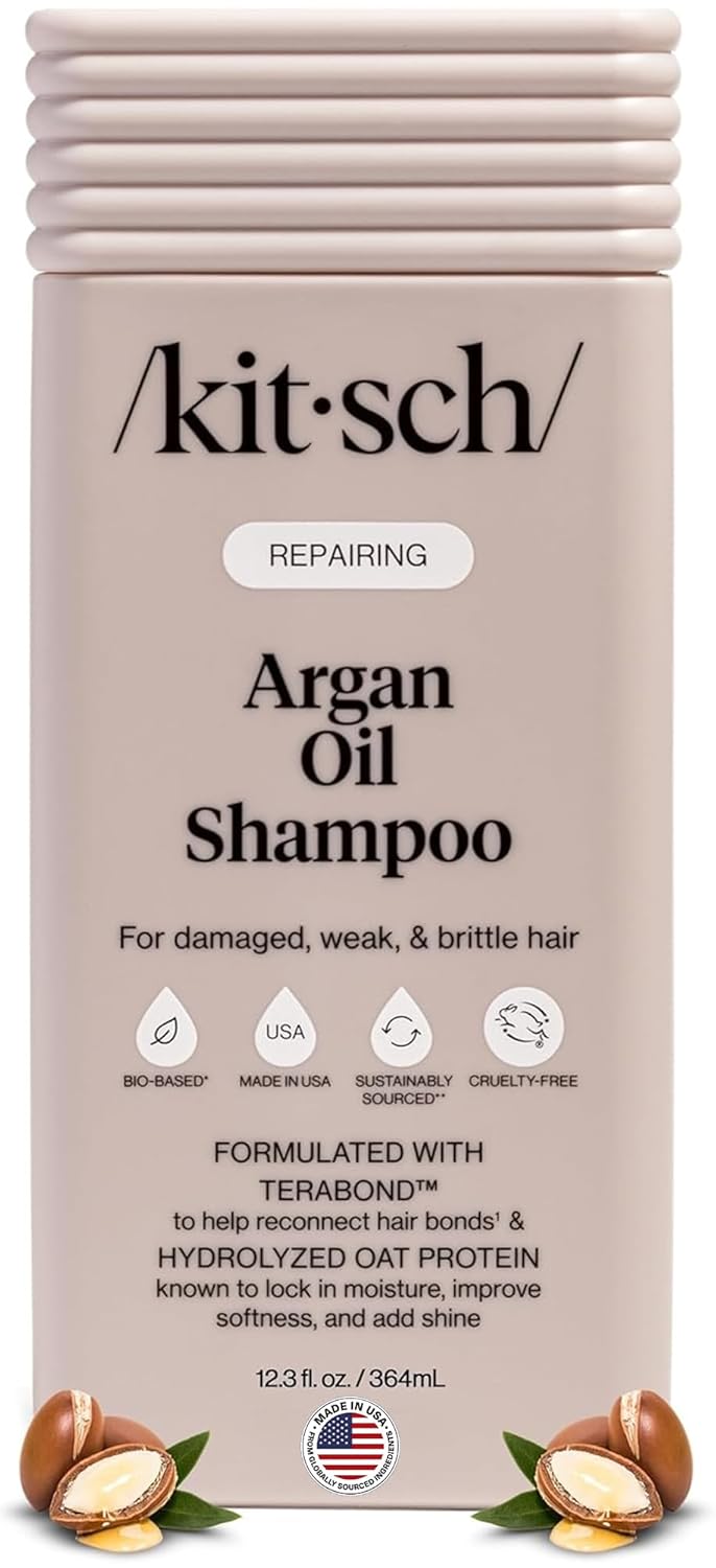 Kitsch Argan Oil Shampoo for Hair Growth – Repairing Hair Shampoo for Women & Men with Terabond™ – Hydrating Hair Care w/Oat Protein – Paraben, Phthalates, Silicone & Sulfate Free Shampoo - 12.3 oz