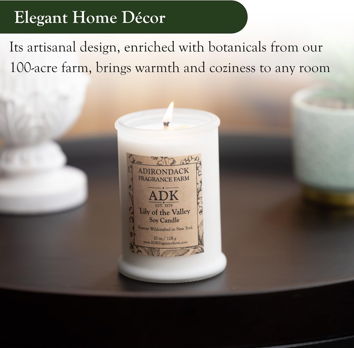 ADK Lily of The Valley Scented Candle, 4.5 Oz Aromatherapy Candle, Proudly Poured in The USA, Natural Wax for Relaxation and Home Décor, for Gift, Kitchen, and Living Spaces