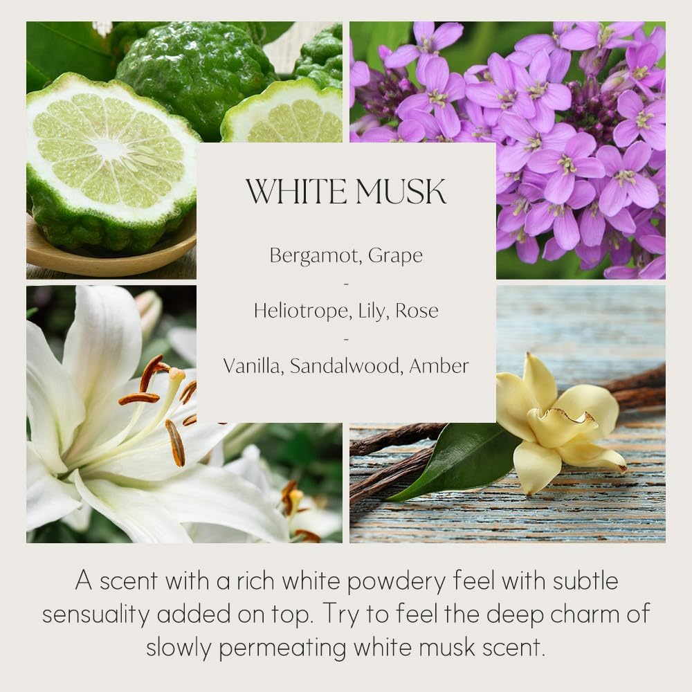 396 st. Reed Diffuser Oil Refill, WhiteMusk, 16.9oz(500ml), 10 Fiber Reed Sticks/Home Fragrance, Scented Oil Refills, Oils for Reed Diffuser, Home Décor
