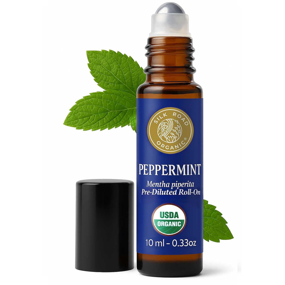 Silk Road Organic Peppermint Essential Oil Roll on for Head Tension