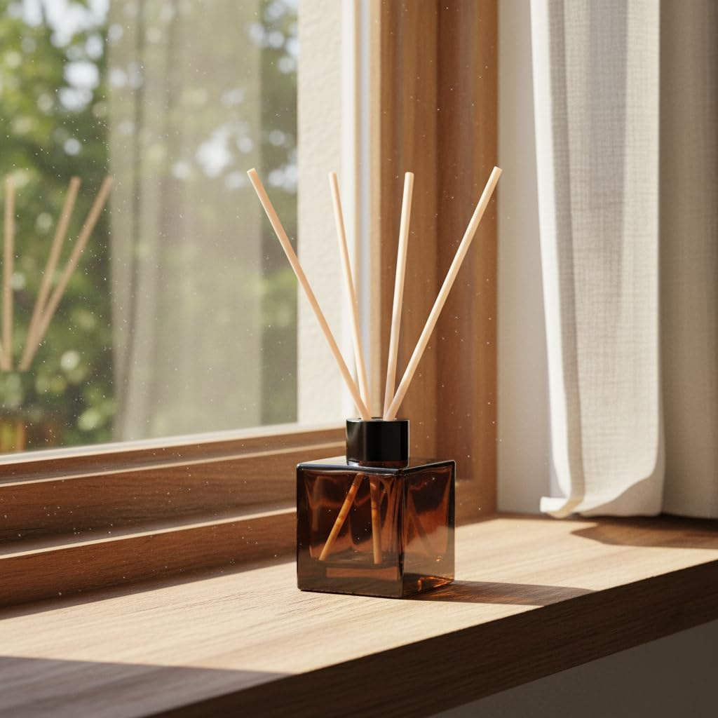 100ml 2pcs Reed Diffuser Bottles,Fragrance Diffuser Empty Bottle with 20pcs Reed Sticks for Home Fragrance Accessories and Women Gift Room,Home,Bathroom Decor