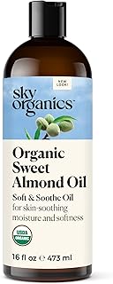 Sky Organics - Organic Sweet Almond Oil, 16 fl oz - Soft & Soothe Oil - Skin Moisturizer - Silky, Lightweight Texture - 100% Pure - Non-Greasy - Natural, Vegan, & Cruelty Free - Beauty & Self Care