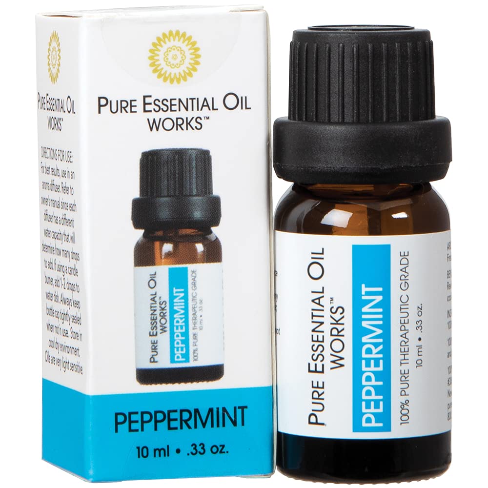 Pure Essential Oil Works Peppermint Oil, 100% Pure, Natural, Paraben-Free and Therapeutic Grade with Euro-Style Dropper, 10 ml/0.33 oz.