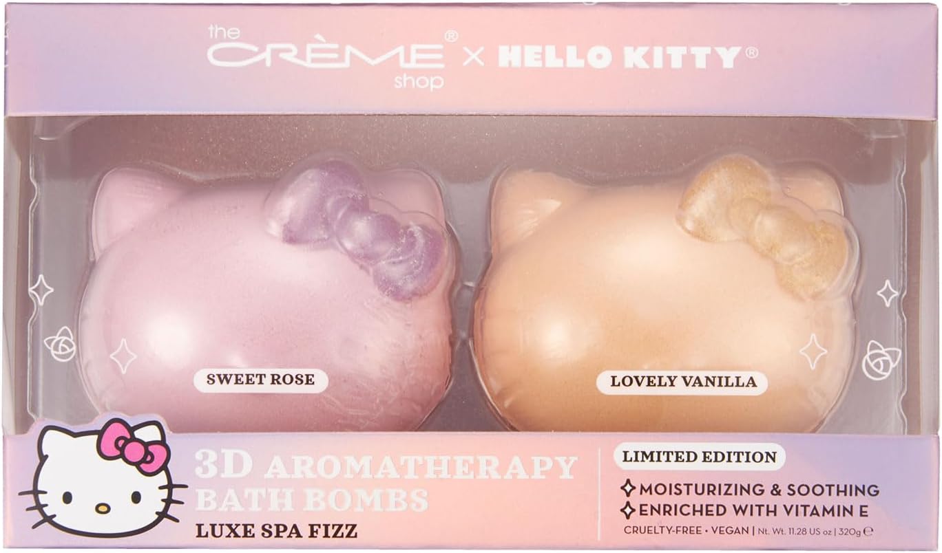 The Crème Shop x Hello Kitty Hello Fizzy! Bath Bomb Duo | Holiday Gift Sets | Stocking Stuffers | Aromatherapy Bath Bombs (2 Pack)