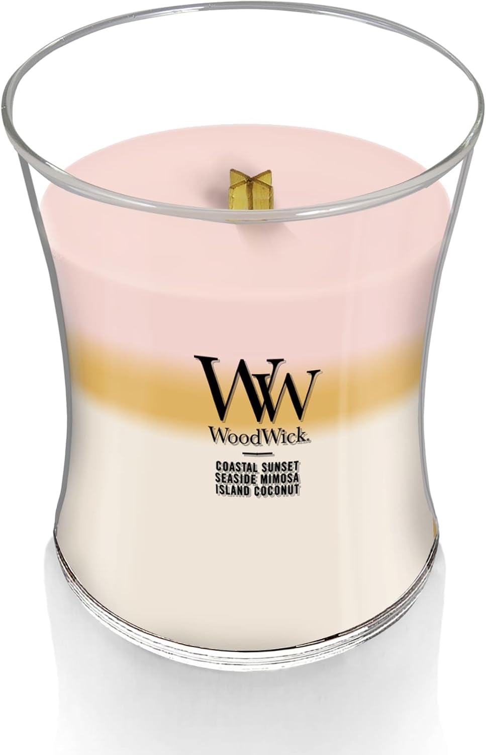 WoodWick Island Getaway Trilogy Gifts for Women and Men, 9.7 oz Medium Hourglass Trilogy Candle with Crackling Wick
