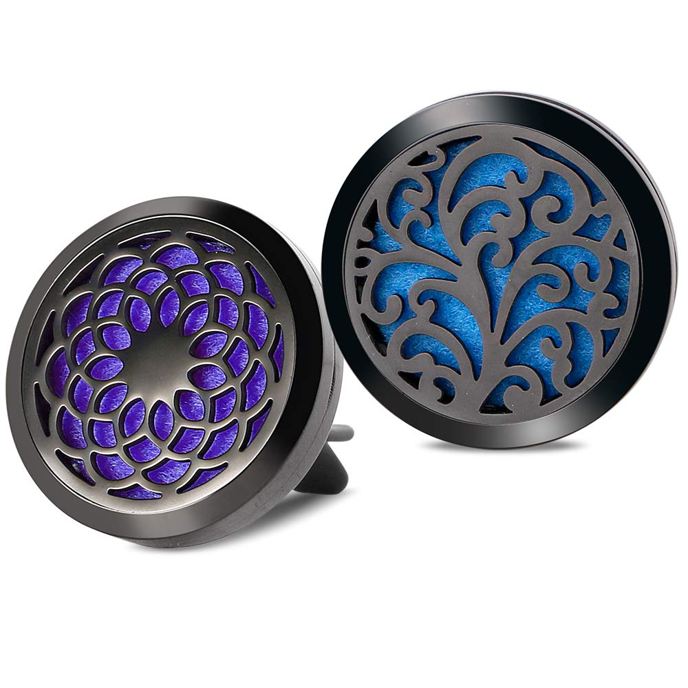 RoyAroma Car Air Freshener Vent Clip - 2PCS 30mm Black Car Essential Oil Diffuser Vent Clips for Home Office Room with 12 Felt Pads Mother's Day, Birthday Gift for Women & Men