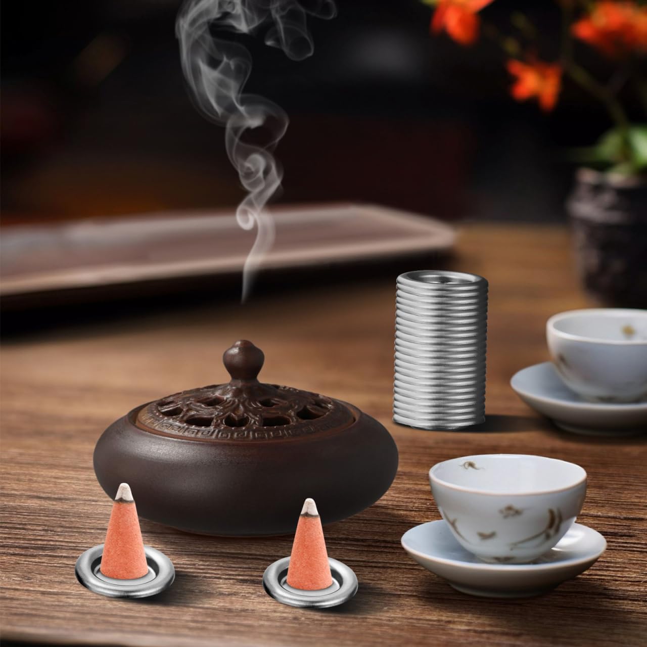 50pcs Tower Incense Tray Incense Holder Incense Cone Tray Decor Decorative Incense Burner Incense Cones Holder Metal Incense Cone Tray Incense Burner Adornment Aluminum Alloy