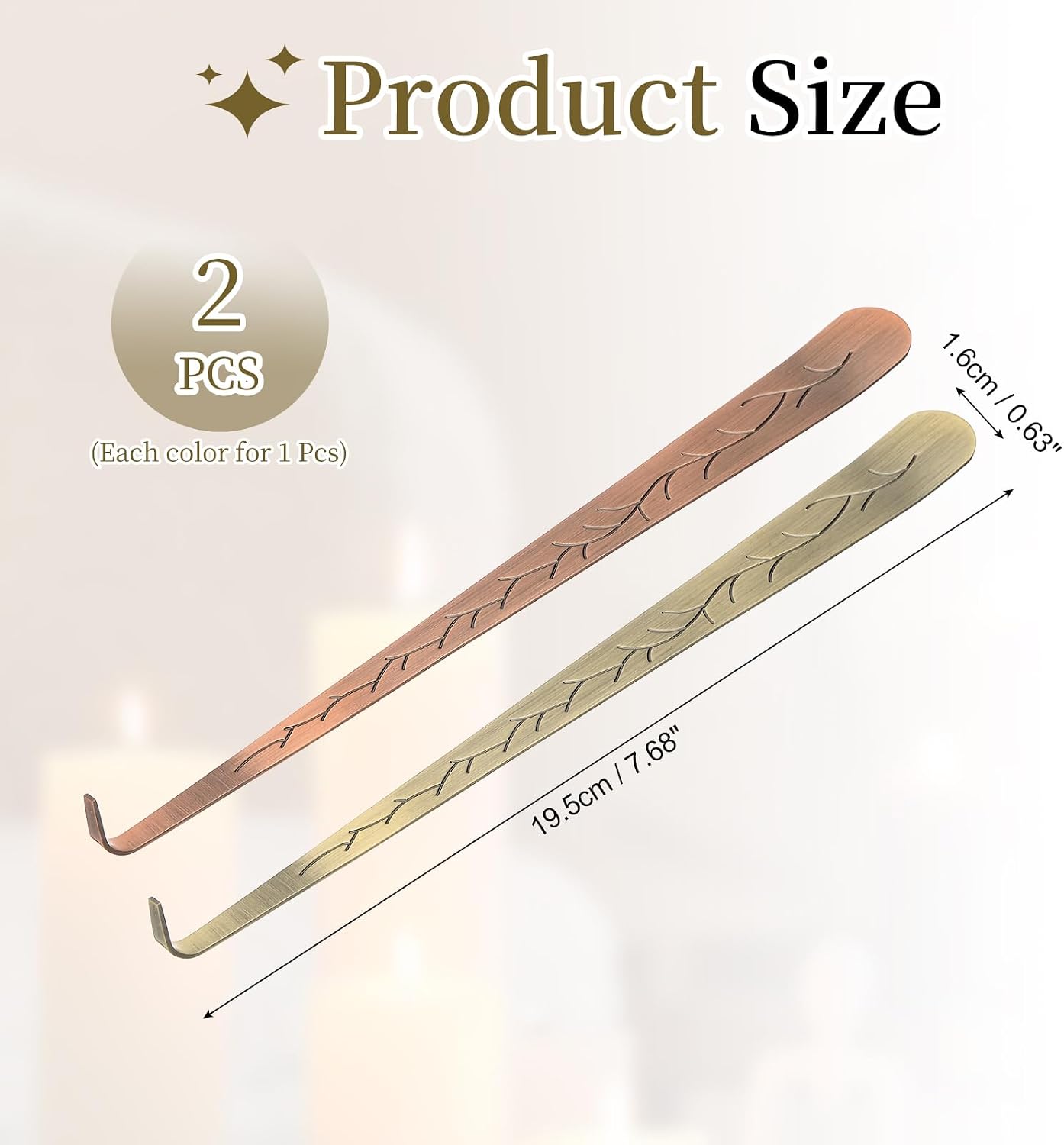 uxcell 2 Pcs Candle Wick Dipper, Stainless Steel Candle Wick Hook, Flame Dipper Snuffer Extinguish Accessory Flat Design for Putting Out Flame Home Decor Gifts, Copper/Bronze