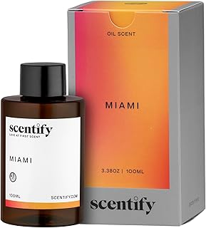 Scentify Miami Aroma Oil Refill Scent for Oil Diffusers - Creamy, Cashmere, Sandalwood, Musk Scents - Luxurious Relaxing Aromatherapy Diffuser Fragrance 100ml, 3.38 oz