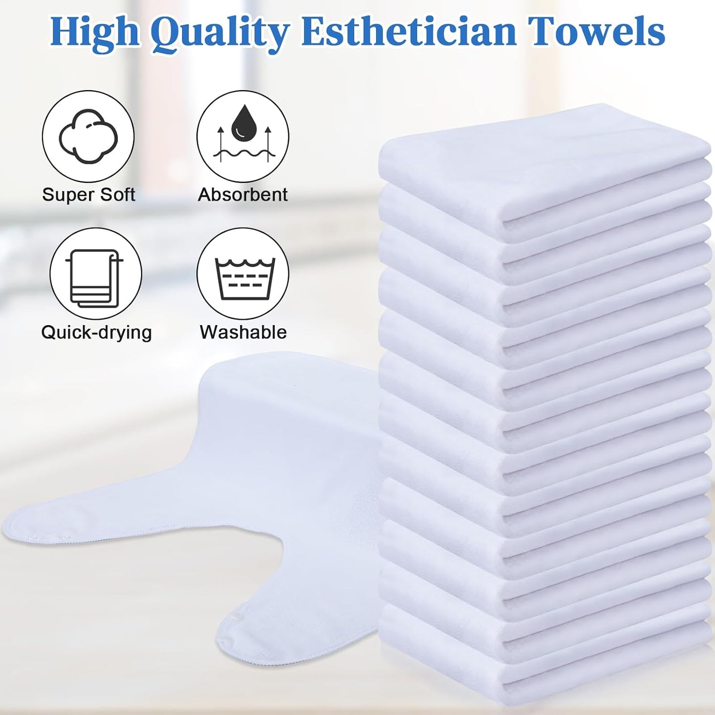 VitalCozy 12 Pieces Facial Towels Split Design Soft Esthetician Towels Removing Spa Microfiber Face Cloth for Home Salon Facial Steam Massage and Cleansing(White)