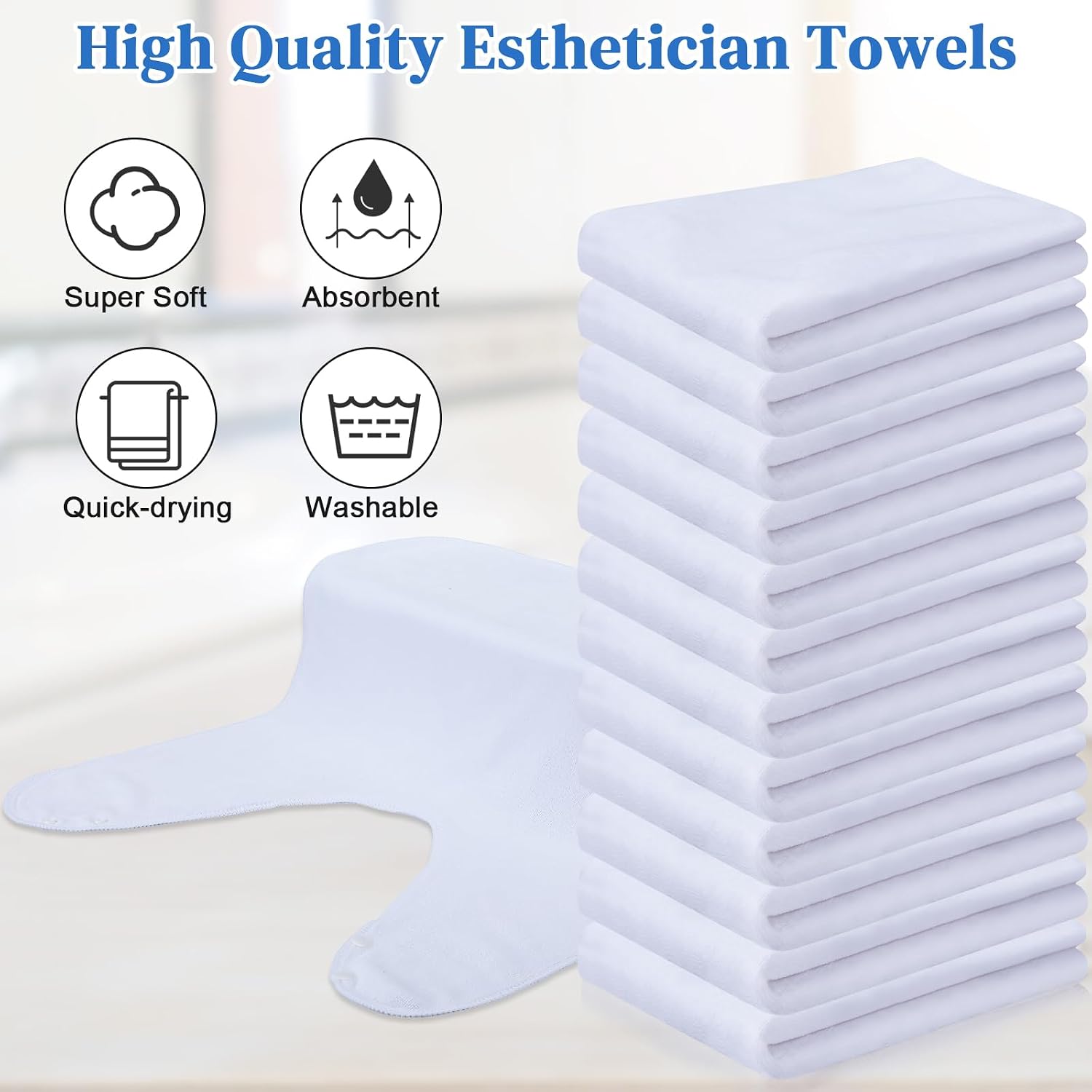 VitalCozy 12 Pieces Facial Towels Split Design Soft Esthetician Towels Removing Spa Microfiber Face Cloth for Home Salon Facial Steam Massage and Cleansing(White)