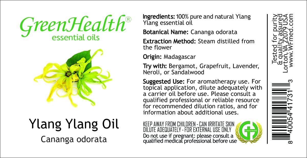 Ylang Ylang Essential Oil – 16 fl oz (473 ml) Aluminum Bottle w/Plug Cap – 100% Pure Essential Oil – GreenHealth