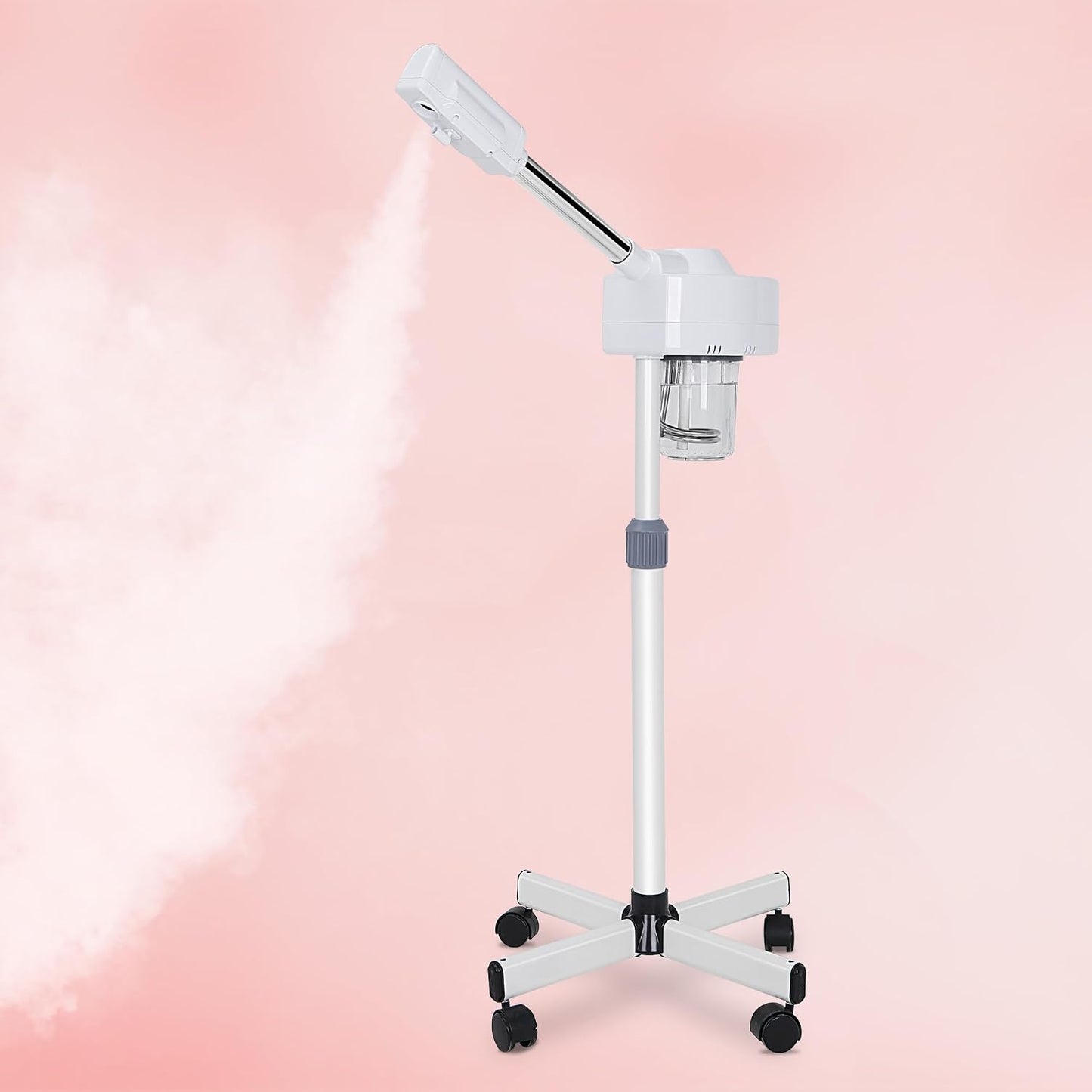 Facial Steamer On Wheels Professional Face Steamer Machine for Home Spa Facial Deep Cleaning, Ionic Ozone Hot Mist Skin Care Equipment with Stand