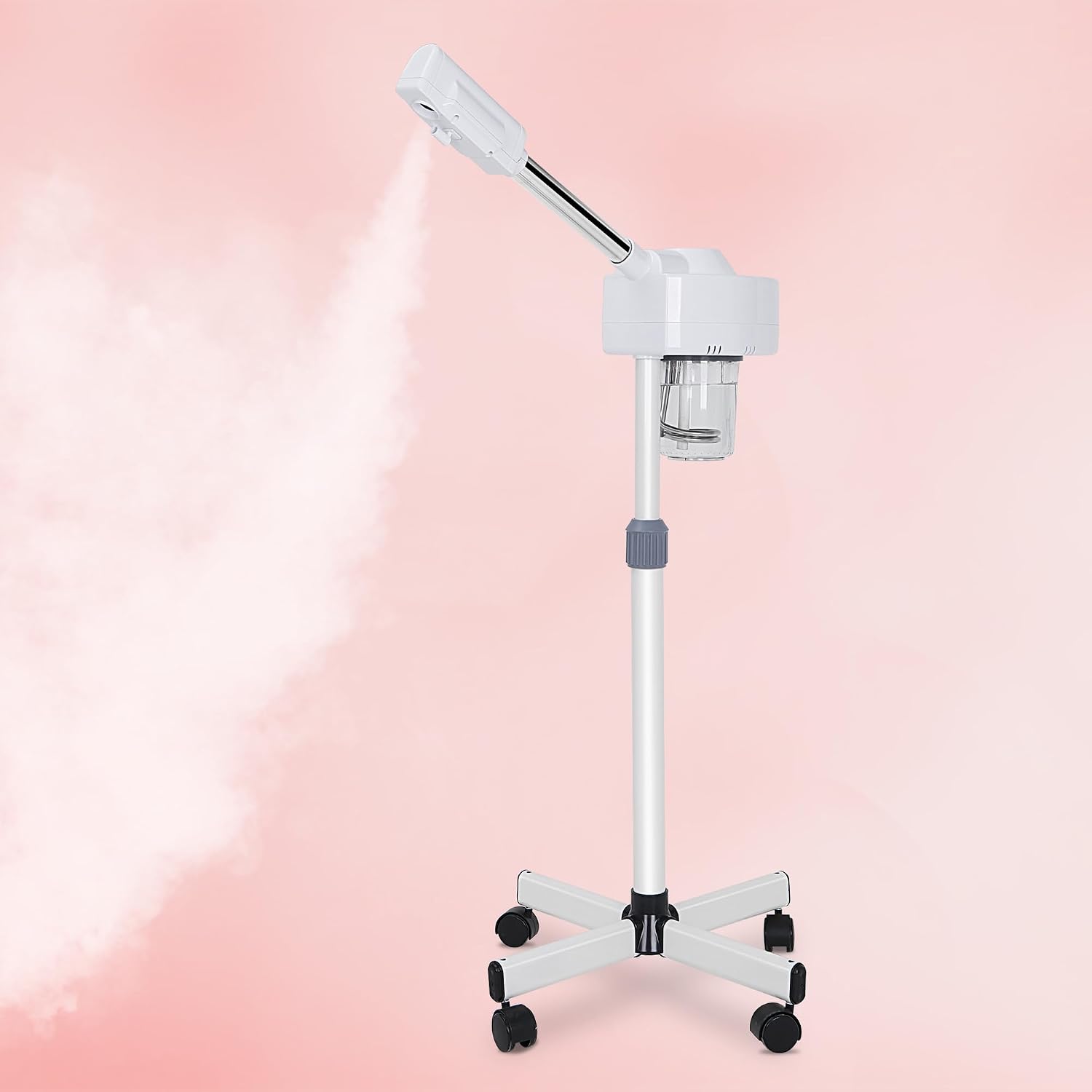 Facial Steamer On Wheels Professional Face Steamer Machine for Home Spa Facial Deep Cleaning, Ionic Ozone Hot Mist Skin Care Equipment with Stand
