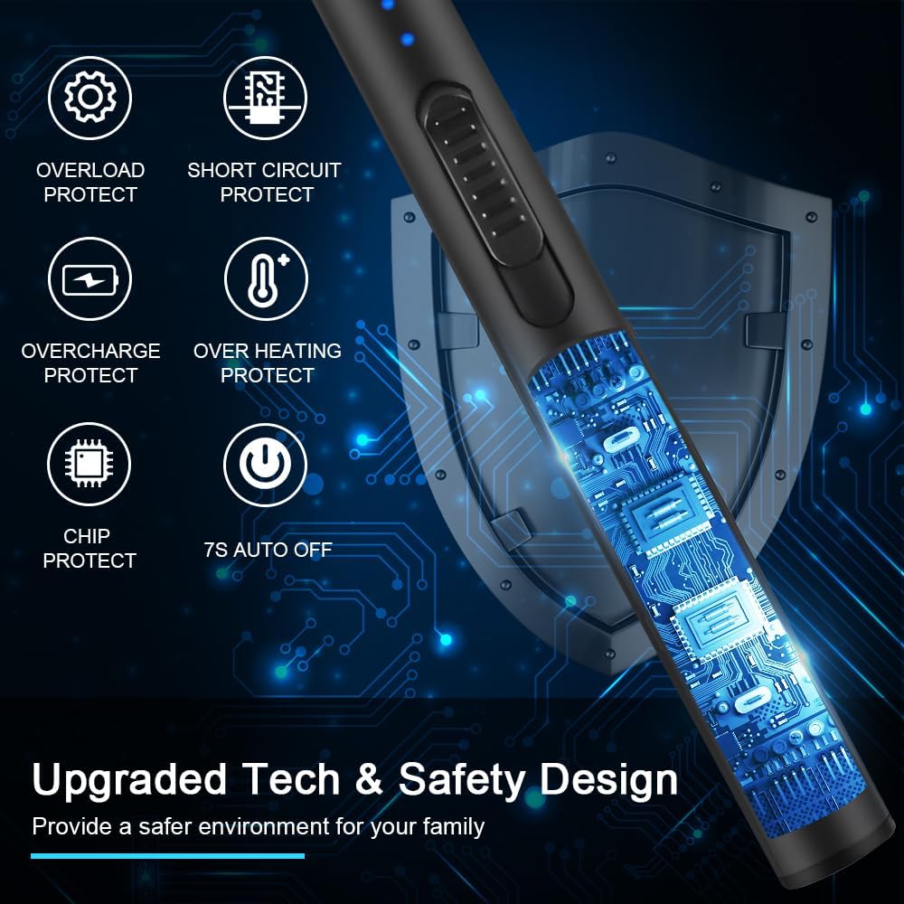 ARECTECH Electric Candle Rechargeable Lighter Arc Plasma Lighters for Candle Kitchen Camping Christmas Type-C Black