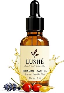 LUSHÉ Botanical Face Oil with Argan, Jojoba, Rosehip & Vitamin E | K Beauty Skincare Facial Oil for Women | Lightweight Hydrating Glow, Moisturizing & Nourishing for All Skin Types – 30ml