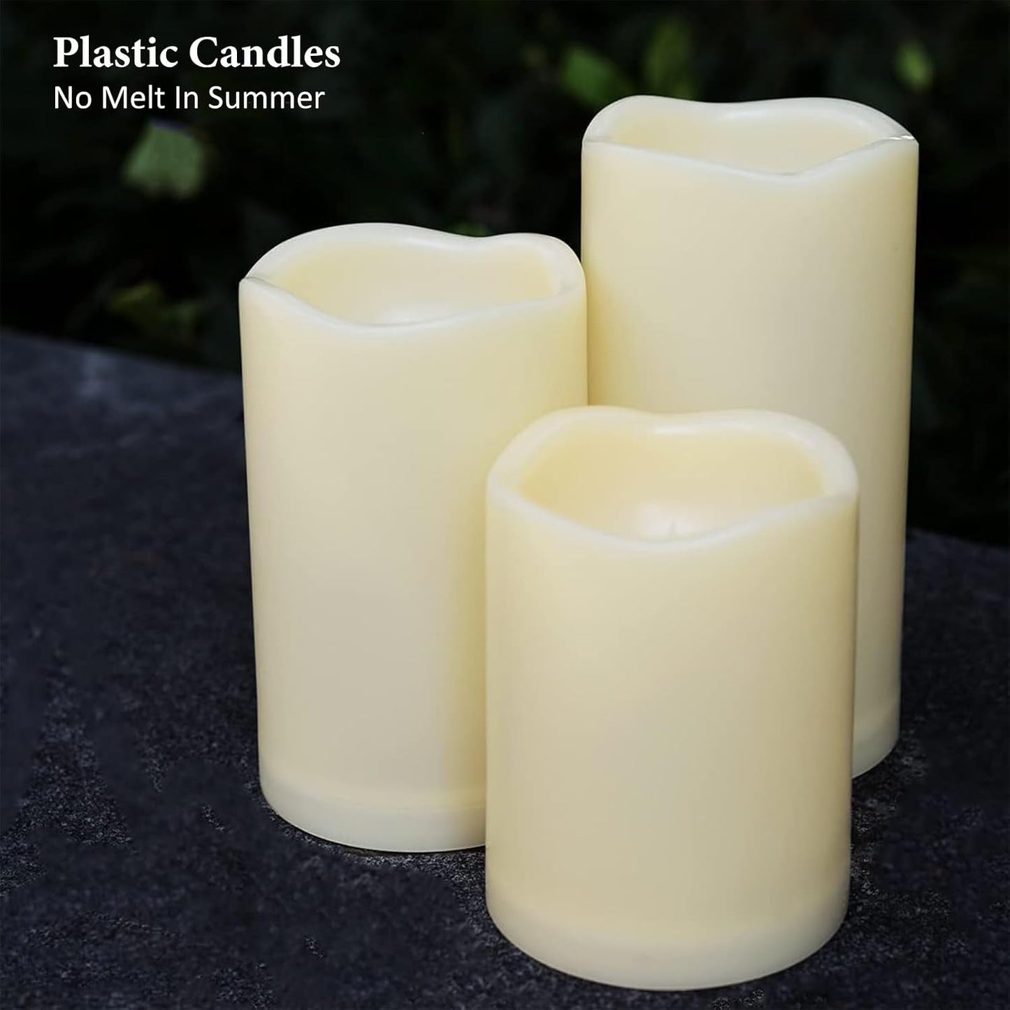 Weatherproof Flameless Candles with 6 H Timer-1000 Hours Long Life, Waterproof Battery Operated Flickering LED Pillar Candles,Outdoor Candles for Chiristmas Thanksgiving Halloween （ 4" 5" 6" Ivory)