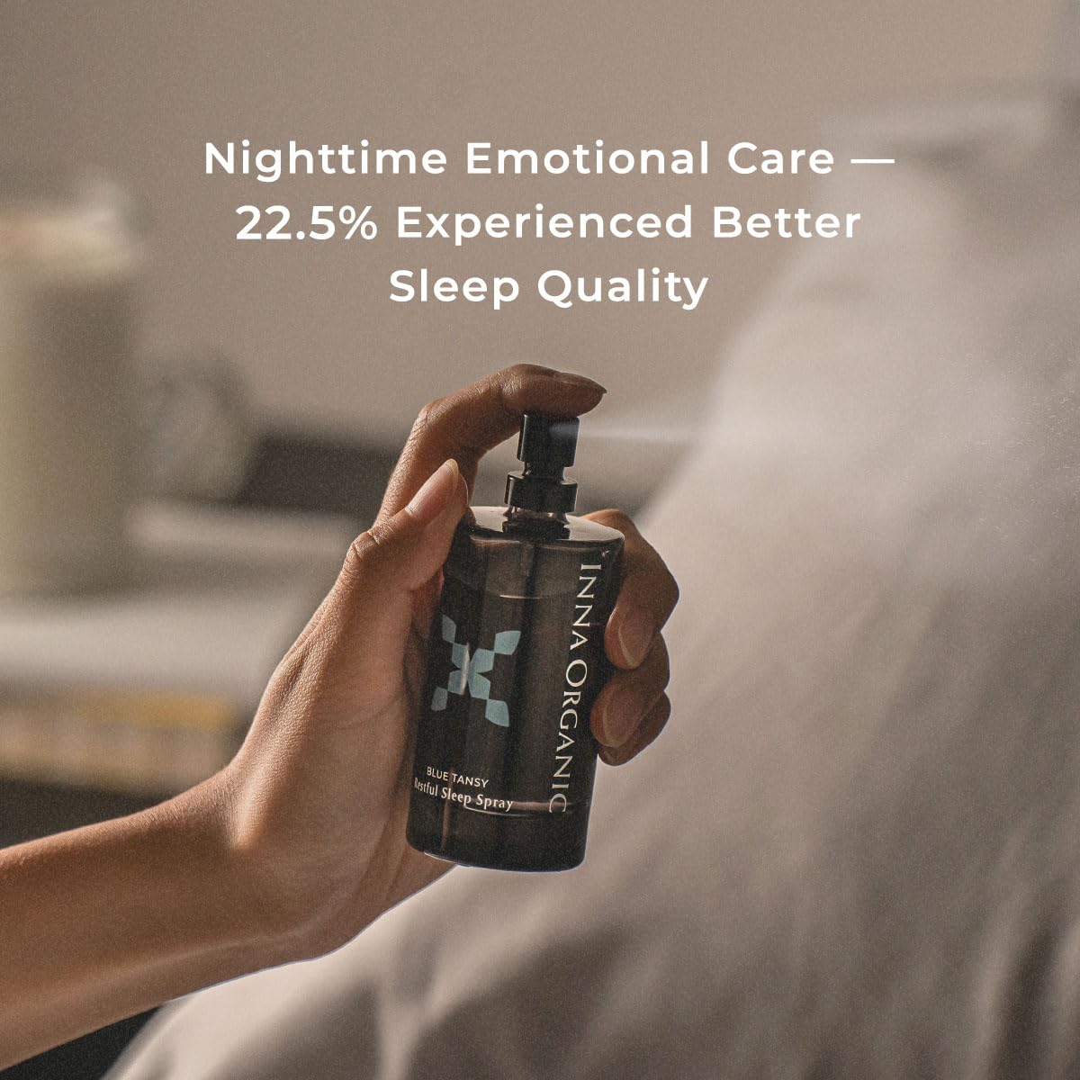 Inna Organic Blue Tansy Restful Sleep Spray, patented ingredent Regenite, Soothing and relaxing pillow spray.