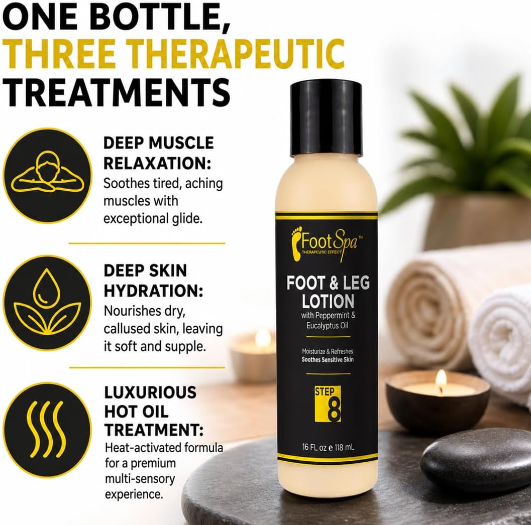 Foot SPA Heat-Activated Massage Lotion – 3-in-1 Thermally Stable Formula for Deep Muscle Relaxation & Dry Skin | Sulfate-Free, Silicone-Free, Cruelty-Free | Professional Spa & At-Home Use | 4 oz