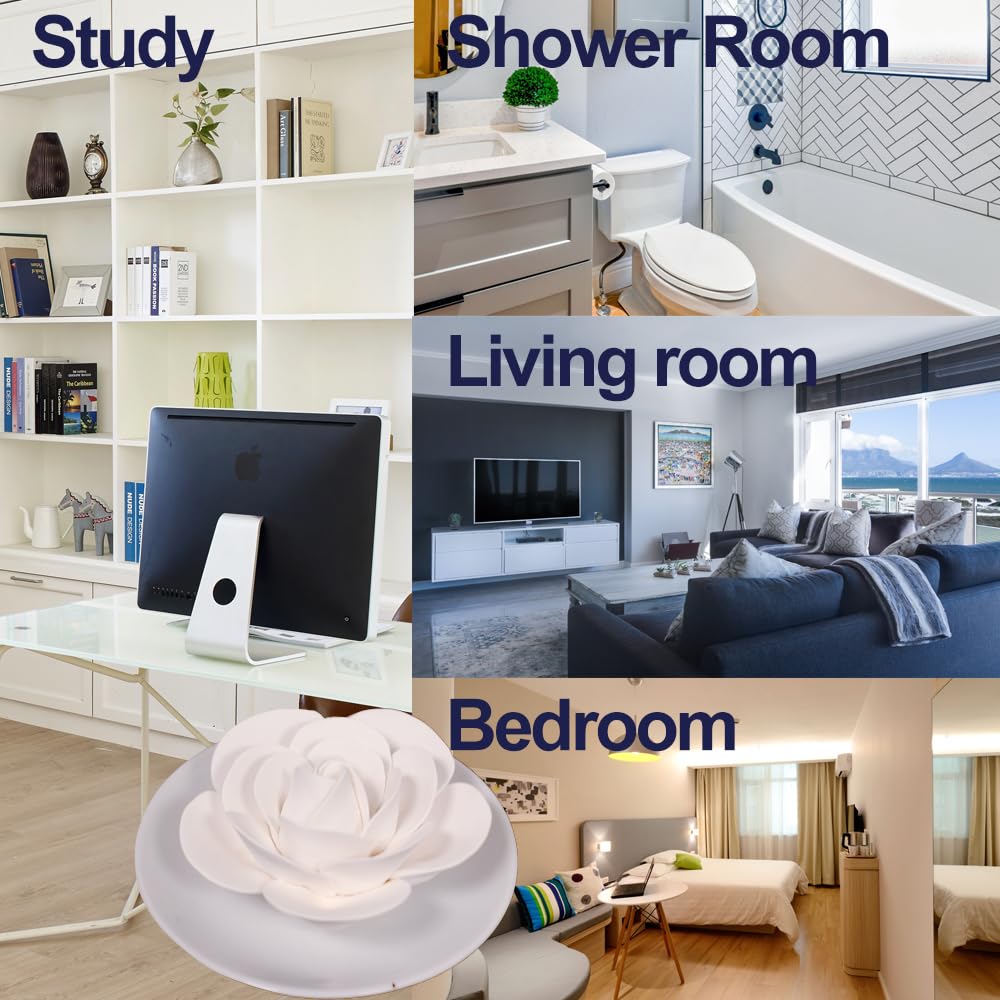 Passive Diffuser for Essential Oil-Ceramic Diffuser Non Electric Oil Diffusers for Small Mini Room, Desk Decorative, Bathroom (White Camellia)