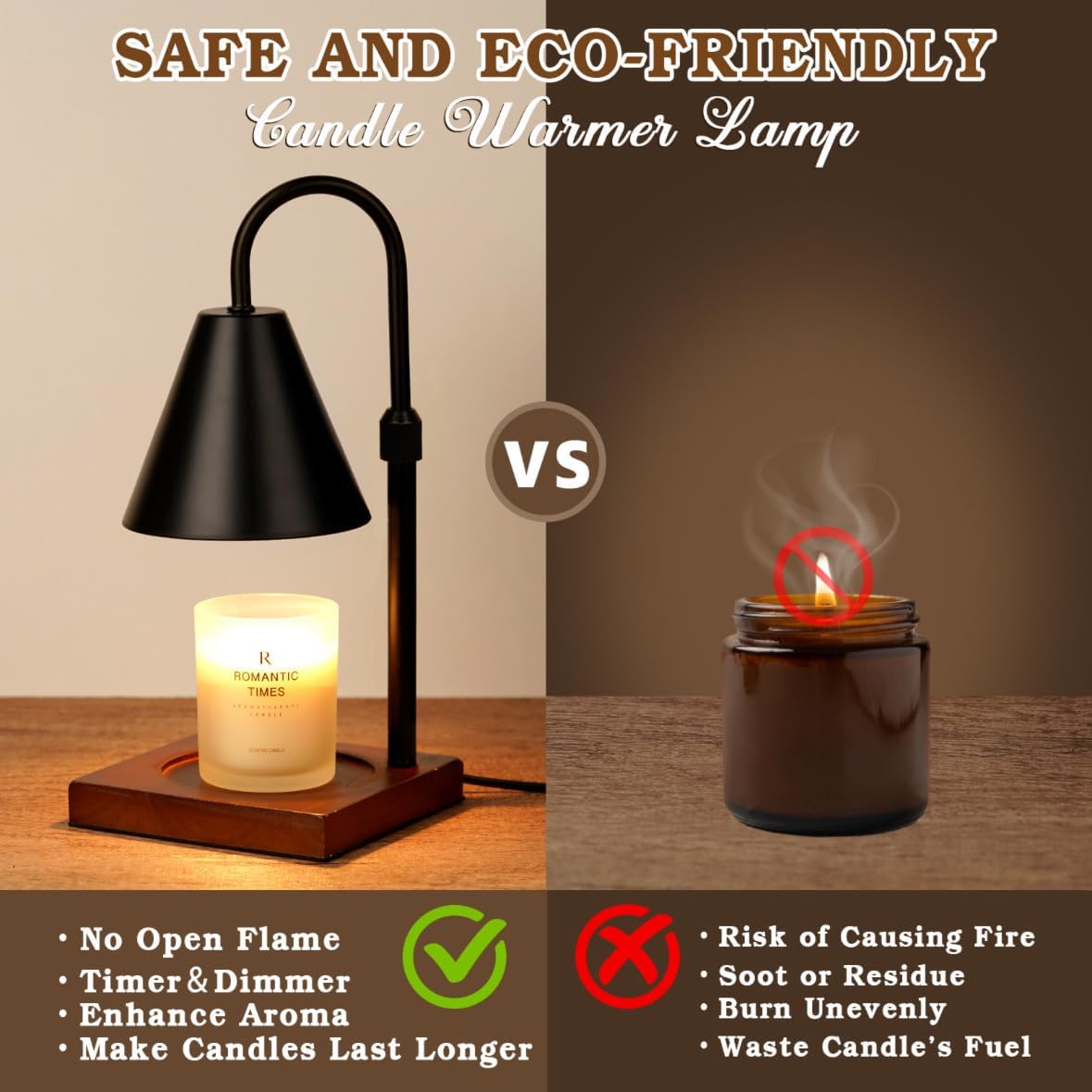 Modern Candle Warmer Lamp with Timer, Dimmable Candle Lamp Warmer, Mothers Day Birthday Gifts for Women Men, Black Candle Warmer, Adjustable Candle Light Warmer, Cozy Living Room Bedroom Home Decor