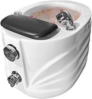 Deep Soaking Foot Spa for Cracked Heels - Professional Pedicure Bath with Heat, Bubbles & Portable Tub with LED Lights & Quick Drain - Relieves Tired Feet & Dry Skin (Ribbon)