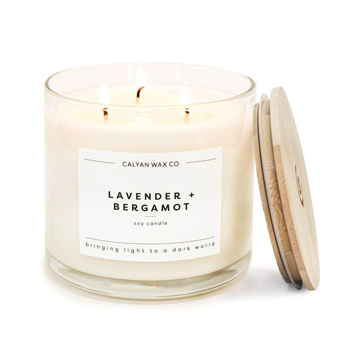 Calyan Wax Co. Lavender & Bergamot 3 Wick Scented Candle - 43 Hour Burn - Luxury 3 Wick Soy Candles - Soy Wax Candles - Long