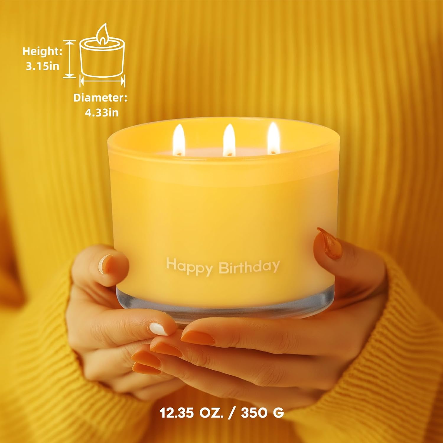 KONNI 3 Wick Vanilla Scented Candles, Home Soy Candles, 12.35oz Luxury Relaxing Aromatherapy Candle for Women Men, 50 Hours Long Lasting Clean Burning Jar Candle, Romantic Birthday Gift for Lover