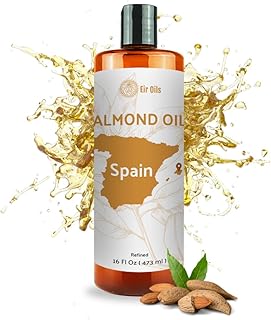 Sweet Almond Oil (16 oz) - for Skin and Hair - Carrier Oil for Essential Oils Mixing - From EIR Oils' Farm in Mallorca, Spain - 2 Packs