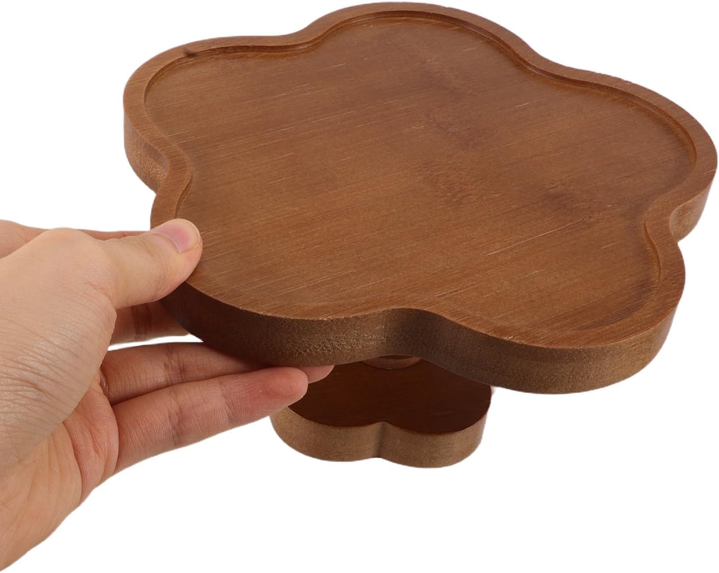 Footed Aromatherapy Candle Tray 17x9cm French Flower Wood Decorative Jewelry Plate Small Trinket Organizer for Home Décor and Tabletop Display