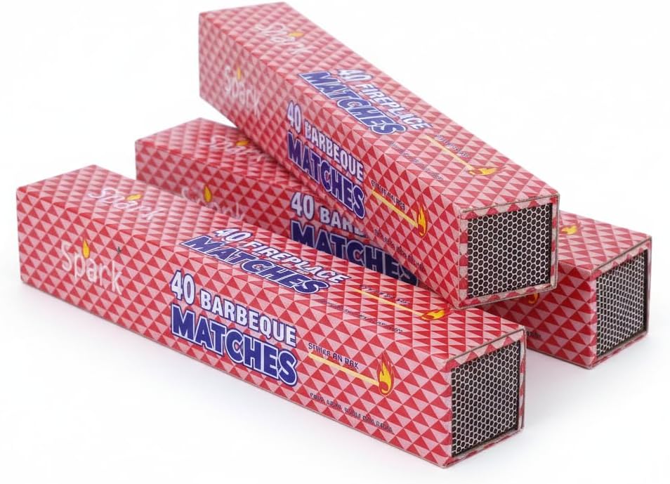 Spark Long Wooden Matches for Barbeque Grilling, Fireplace, Camping, Candles | 11" Long Wholesale,40 in Each Box(3)