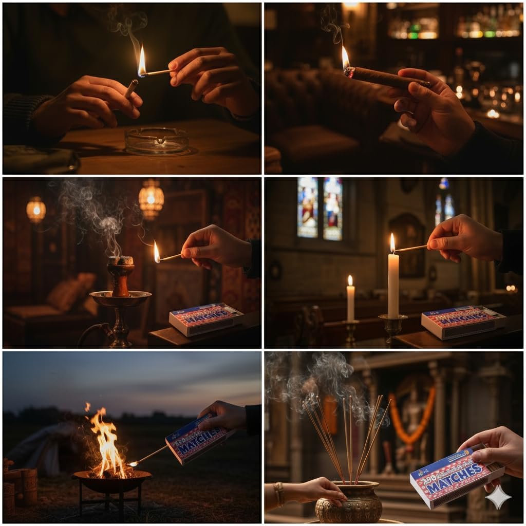 Safety Matches 4 Pack (1000 Count) – Large Strike-on-Box Matches for Kitchen, Camping, Fireplace, Candles – Bulk Matchsticks