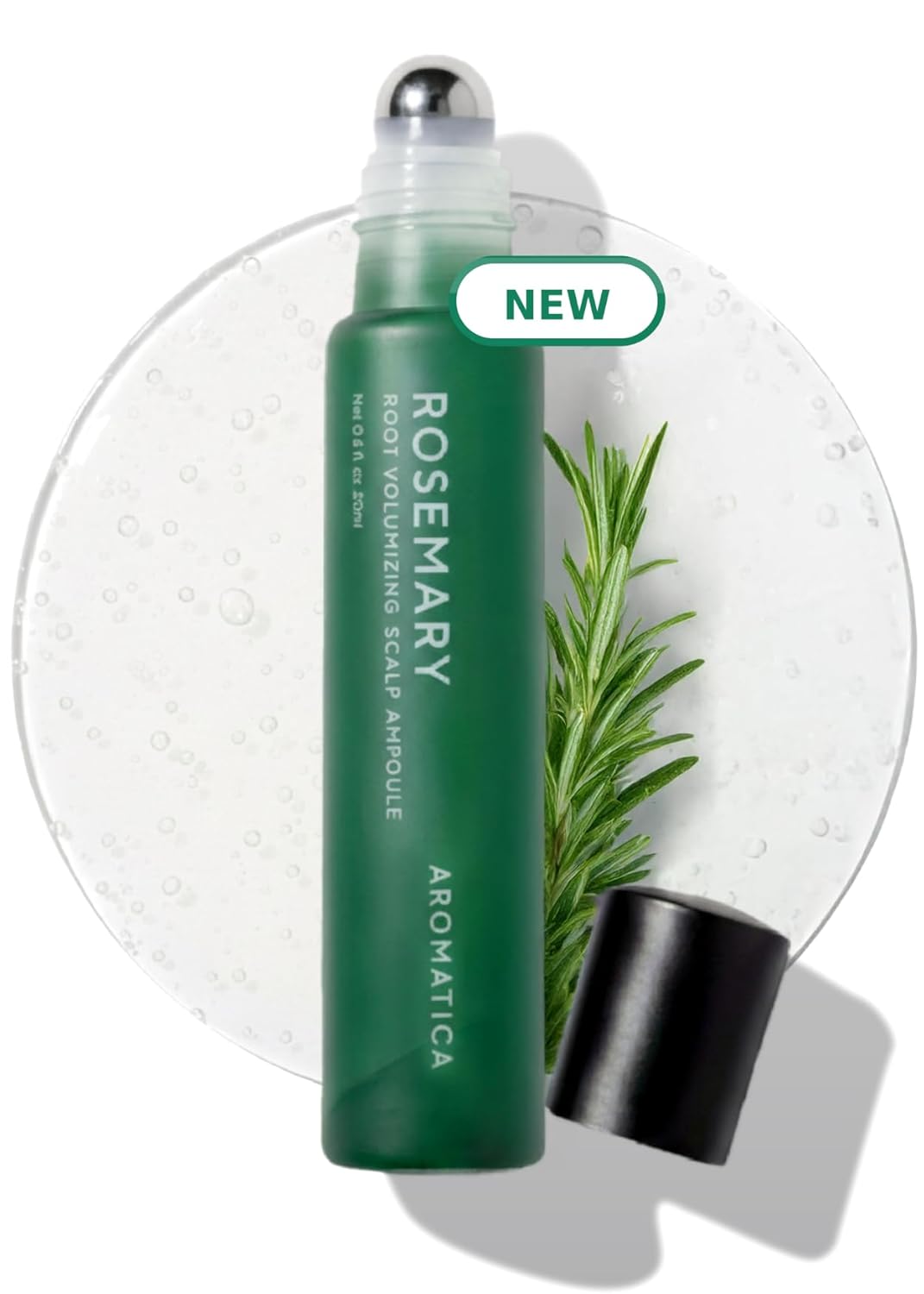 AROMATICA Rosemary Root Volumizing Scalp Serum, Korean Hair Growth Serum Roll on, Caffeine 10,000ppm & Rosemary Essential oils 1,400 ppm, Cooling Scalp care, Silicon/Paraben/Sulfate‑Free (0.67oz)