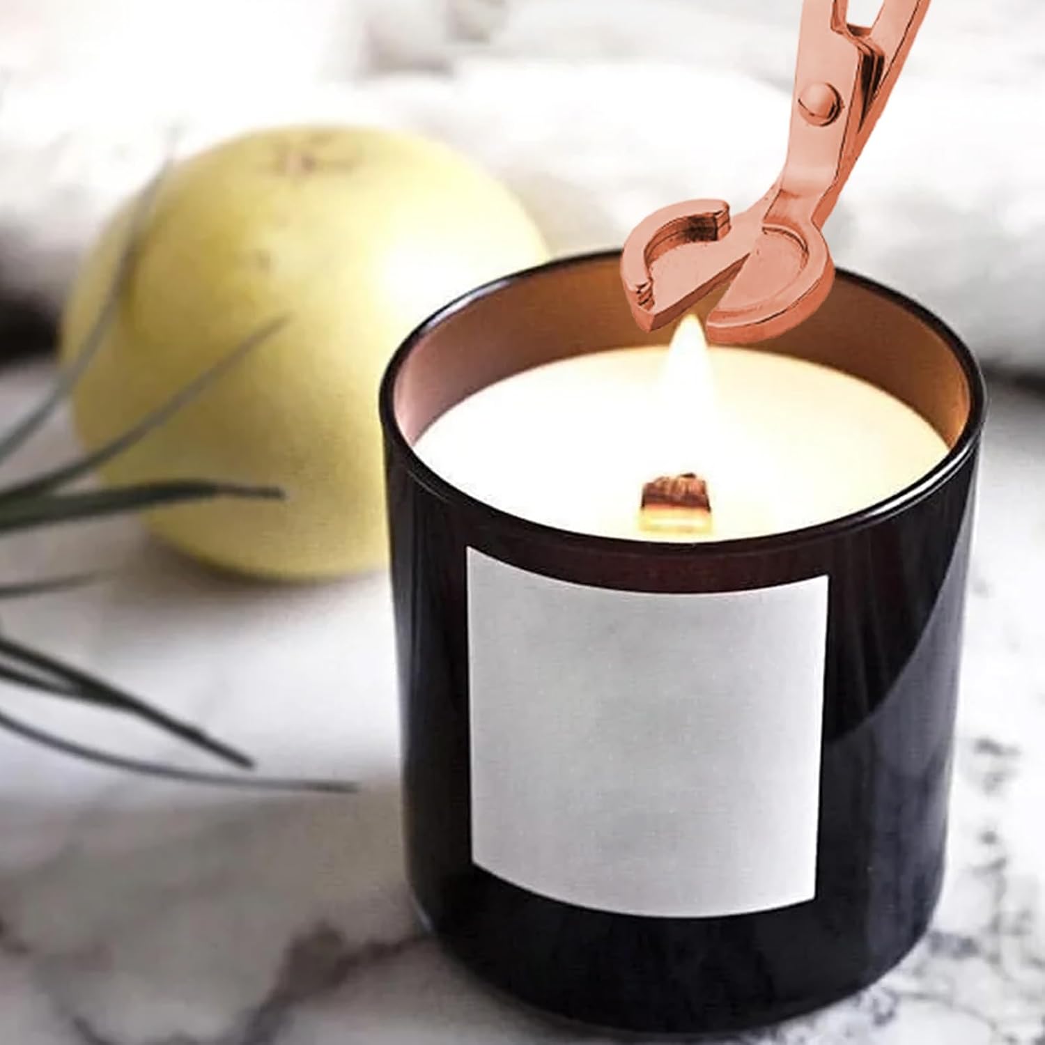 3 in 1 Long Handle Candle Accessories Set，Candle Snuffer and Wick Trimmer ，Wick Cutter，Candle Extinguisher Snuffer (Rose Gold)