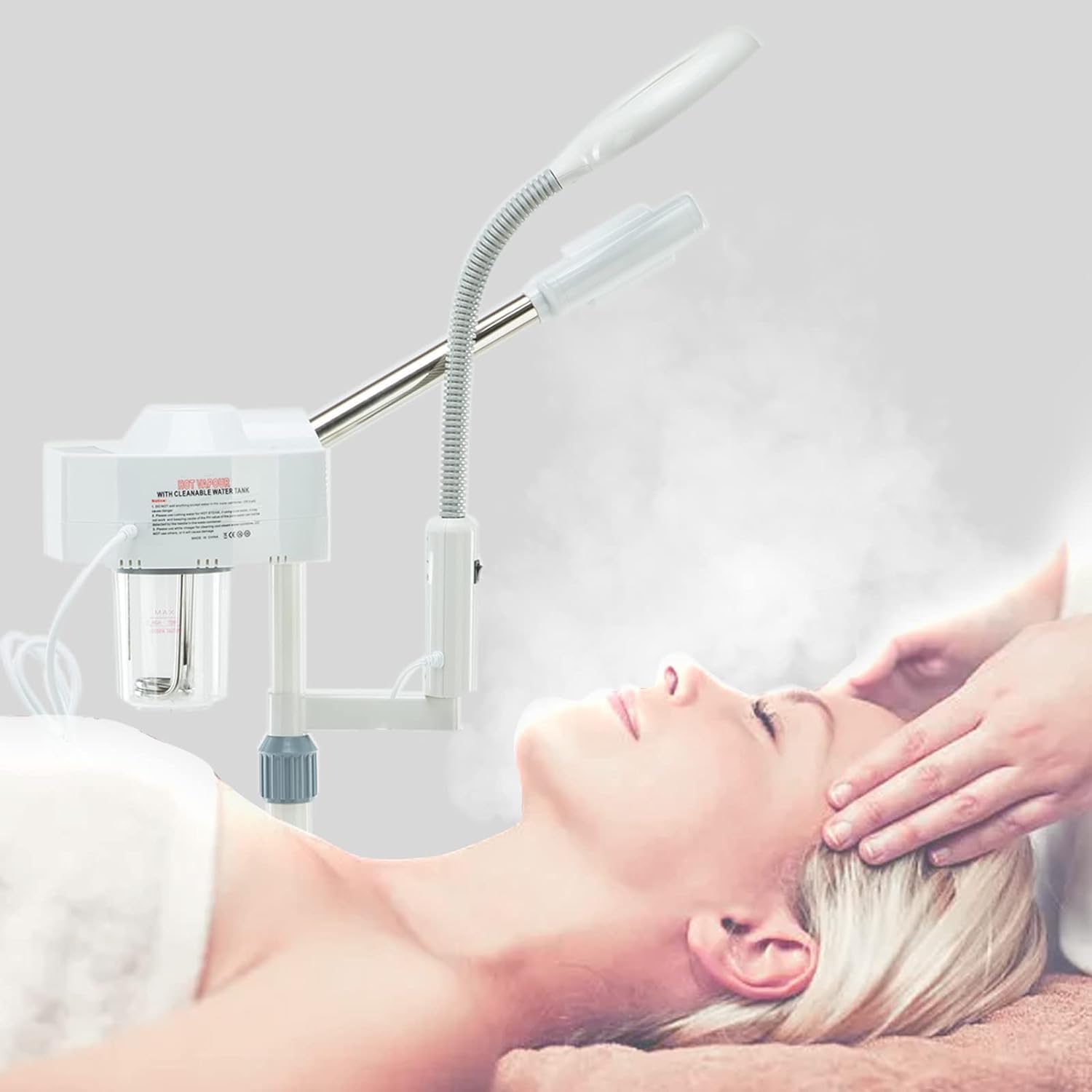 Professional Facial Steamer 2 in1 Steamer for Face 5X LED Magnifying Lamp Hot Ozone Facial Steamer for Esthetician Beauty Face Equipment Use at Home or Salon