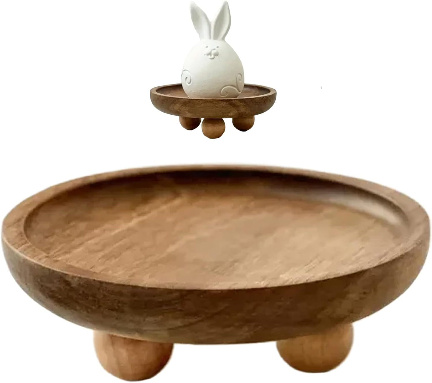 Wood Tray, Rustic Candle Plate with Legs for Soap, Perfume, Keys, Vanity Tray for Kitchen, Bathroom, Entryway, Round Small Wooden, Small Wood, Candle, Holder, D