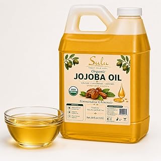 SULU ORGANICS Certified Organic Cold Pressed Unrefined Raw Uncut Golden Jojoba Oil- 64 fl.oz/ 4 lbs