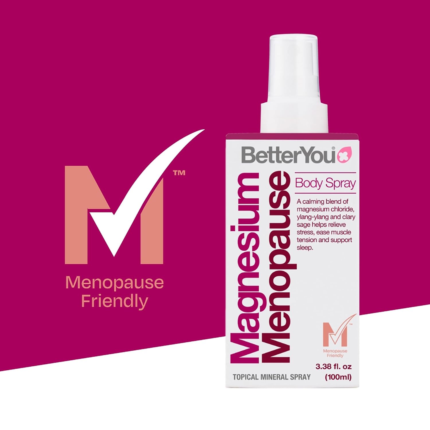 BetterYou Menopause Bundle - Magnesium Menopause Body Spray and Bath Flakes - Muscle and Rest Support - Bath Salt Ease Muscle Tension - 2 pc