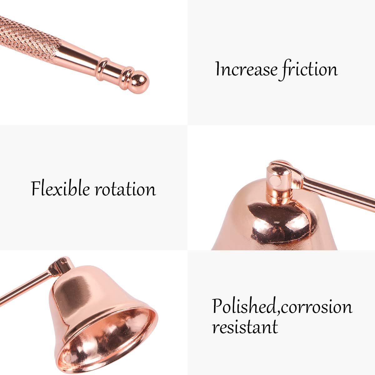 Candle Snuffer, Candlesnuffers Wick Snuffer Candle Accessory with Long Handle for Putting Out Extinguish Candle Wicks Flame Safely (Rose Gold)