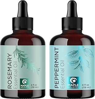 Premium Hair Oils for Hair Growth - Pure Peppermint and Rosemary Oil for Hair Growth - Hair Treatment Oils Set with Rosemary Essential Oil and Peppermint Essential Oil 4 Fl Oz Each