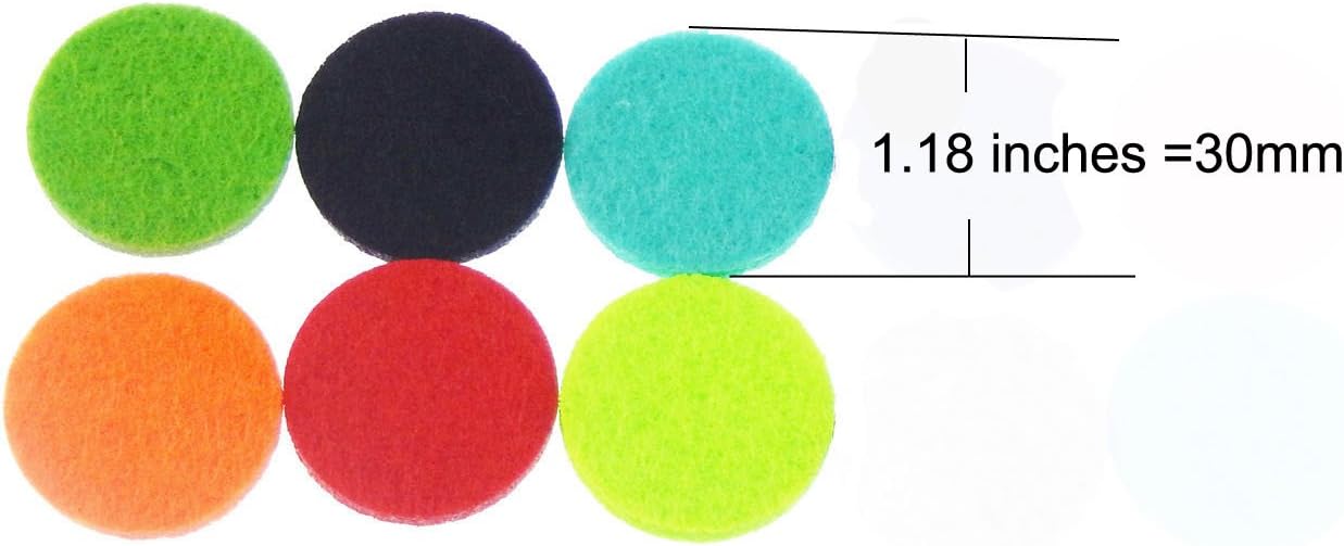 Julie Wang 100PCS 1.18 inches Round Essential Oil Diffuser Felt Pads for Locket Necklace Replacement Refill Pads Thickened Washable Absorbent 30MM