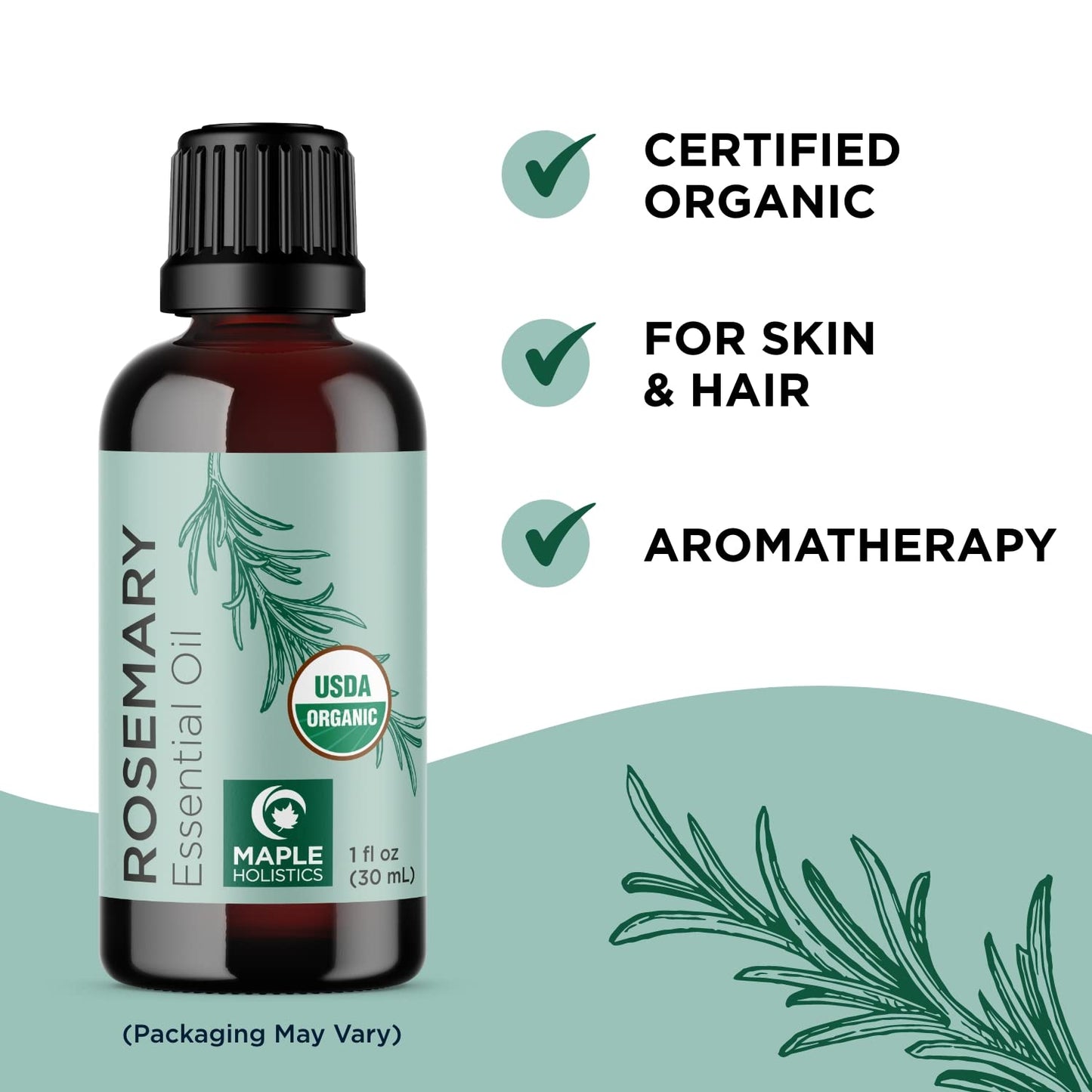 Certified Organic Rosemary and Pumpkin Oils - Pure USDA Organic Rosemary Essential Oil for Hair Skin and Nails plus Aromatherapy with Certified Organic Pure Pumpkin Seed Oil for Hair Skin and Nails