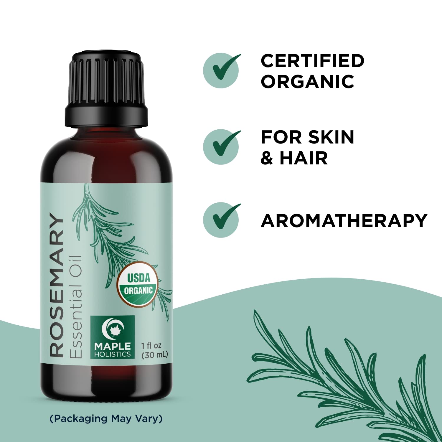 Certified Organic Rosemary and Pumpkin Oils - Pure USDA Organic Rosemary Essential Oil for Hair Skin and Nails plus Aromatherapy with Certified Organic Pure Pumpkin Seed Oil for Hair Skin and Nails