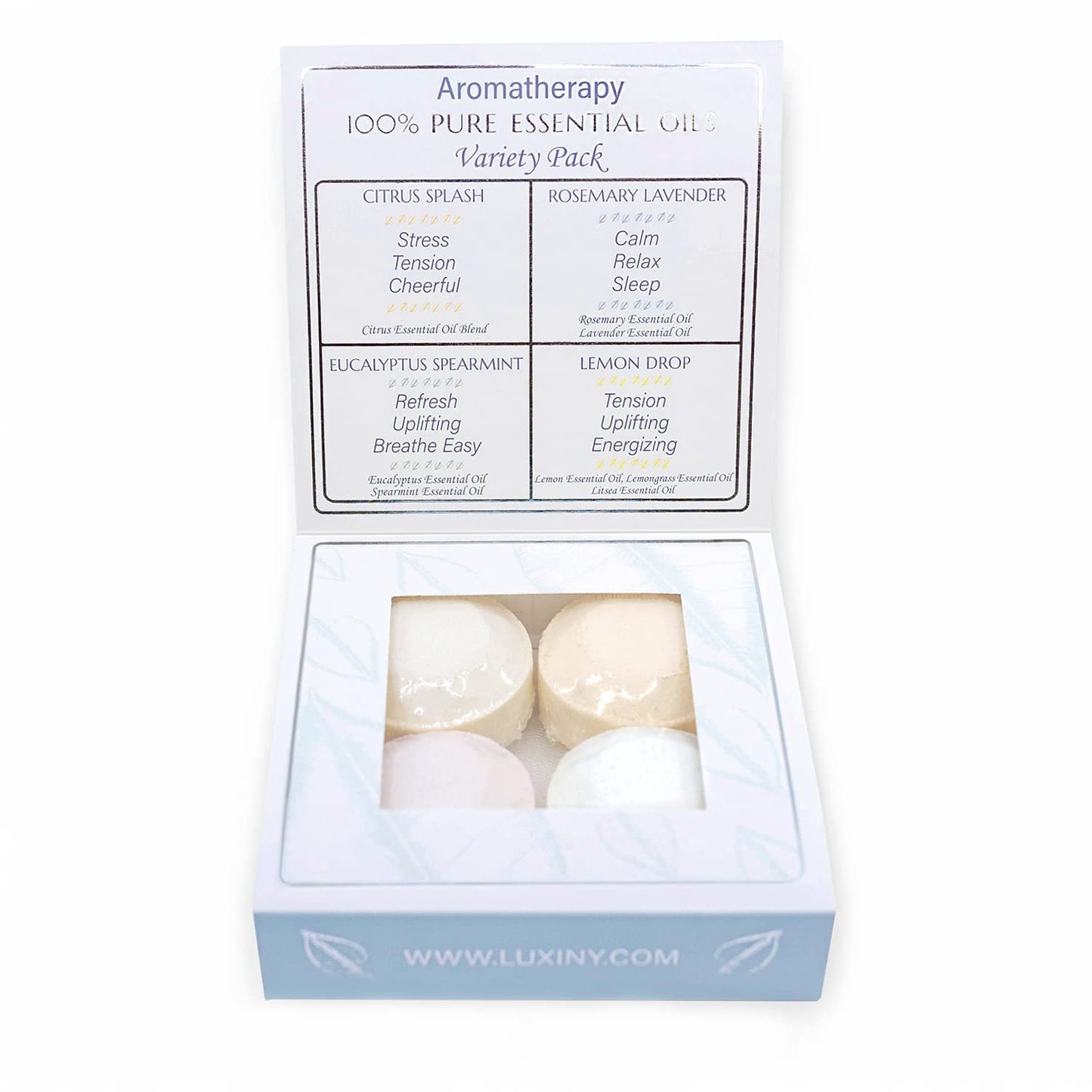 Shower Bombs Aromatherapy in Your Shower, American Made by Luxiny, Shower Steamer Tablets Melt to Release a Fragrant Vapor for Natural Stress Relief – Pack of 4 XL Steamers (Variety Pack)
