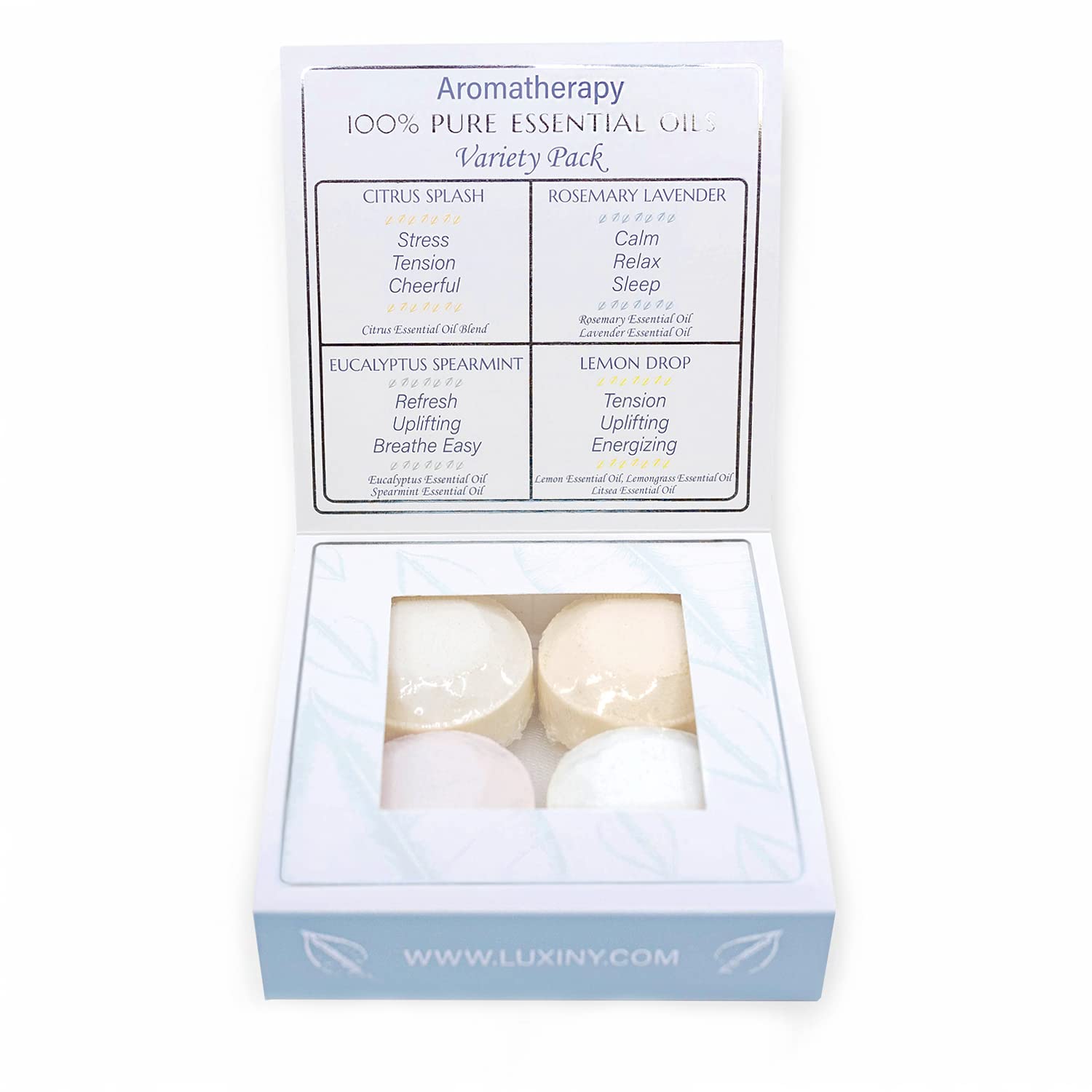 Shower Bombs Aromatherapy in Your Shower, American Made by Luxiny, Shower Steamer Tablets Melt to Release a Fragrant Vapor for Natural Stress Relief – Pack of 4 XL Steamers (Variety Pack)