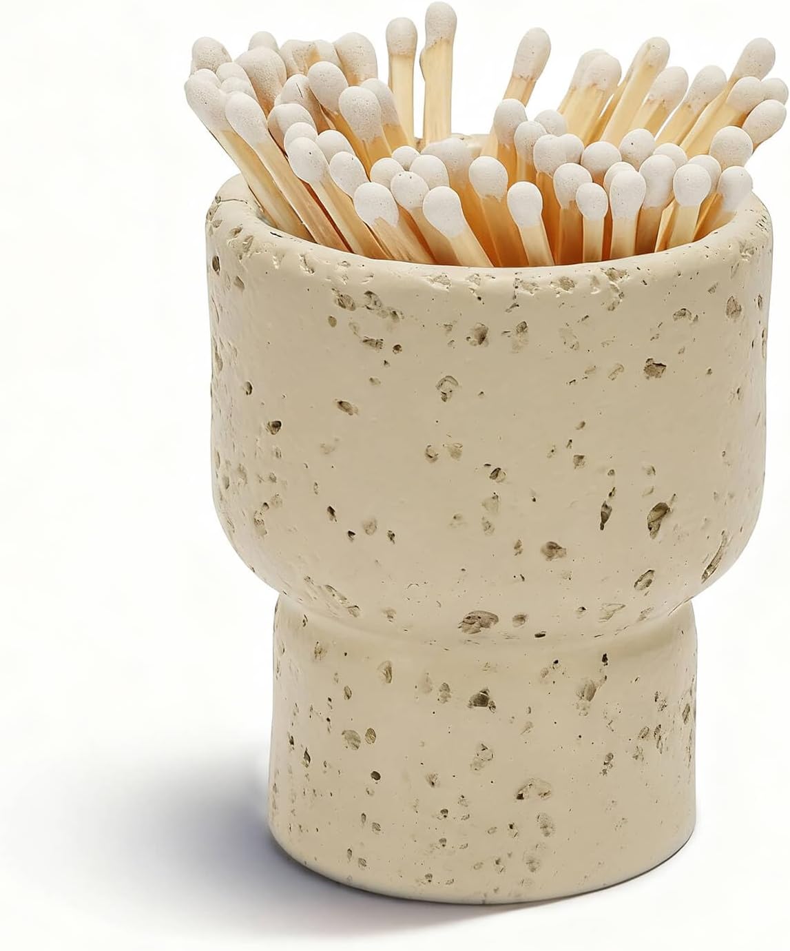 Concrete Match Holder with Striker, 2.5" x 3.1" Decorative Matchstick Jar Box for Fireplace, Candles, Cute Match Jar for Home Décor, Gift (Matches Not Included)